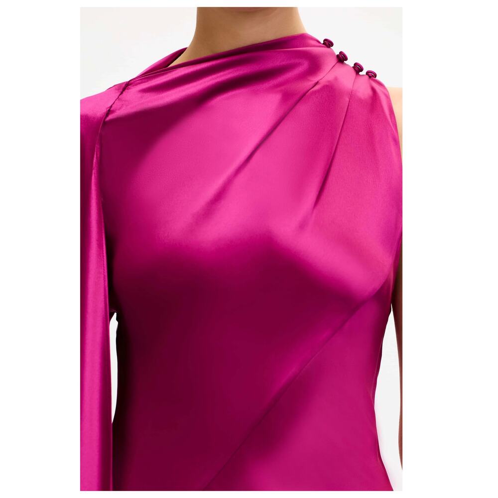NEW Acler Ropley Drape Bias Cut Satin Maxi Cocktail Dress Size (AU/10, US/6) - Picture 4 of 13